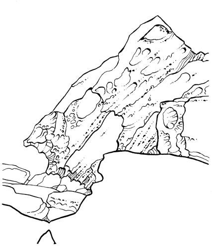 Illustration - Cliffs in ink