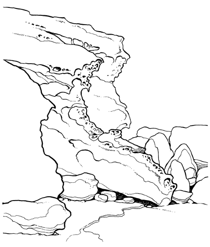 Illustration - Cliffs in ink